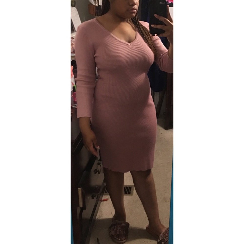 🍒pink ribbed dress